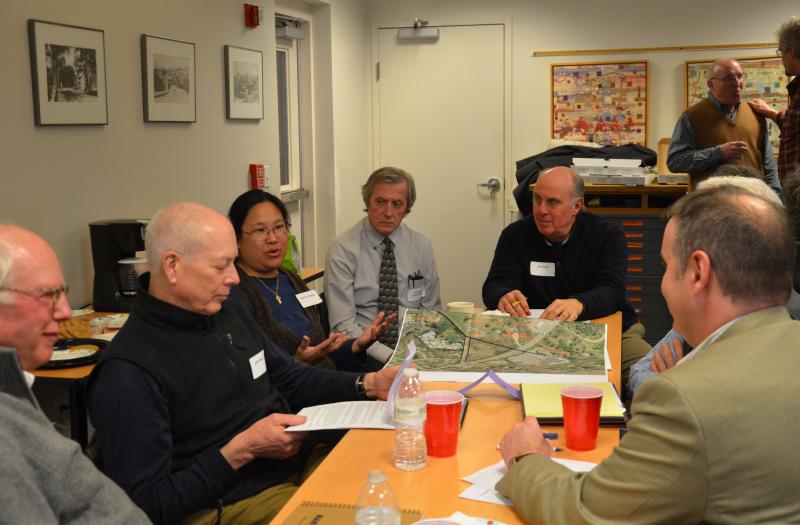 Camden Planning Board members Richard Bernhard and John Scholz, Rockport Select Board member Tracy Murphy, Rockport Town Manager Rick Bates, Camden Select Board member Jim Heard and Camden Planning Brian Hodges. (Photo by Lynda Clancy)