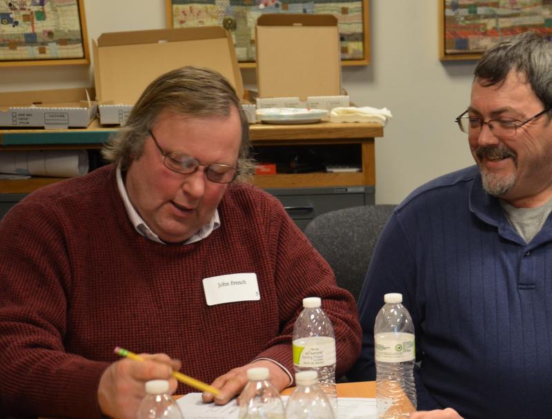 Camden Select Board member John French and Camden Planner and Code Enforcement Officer Steve Wilson. (Photo by Lynda Clancy)