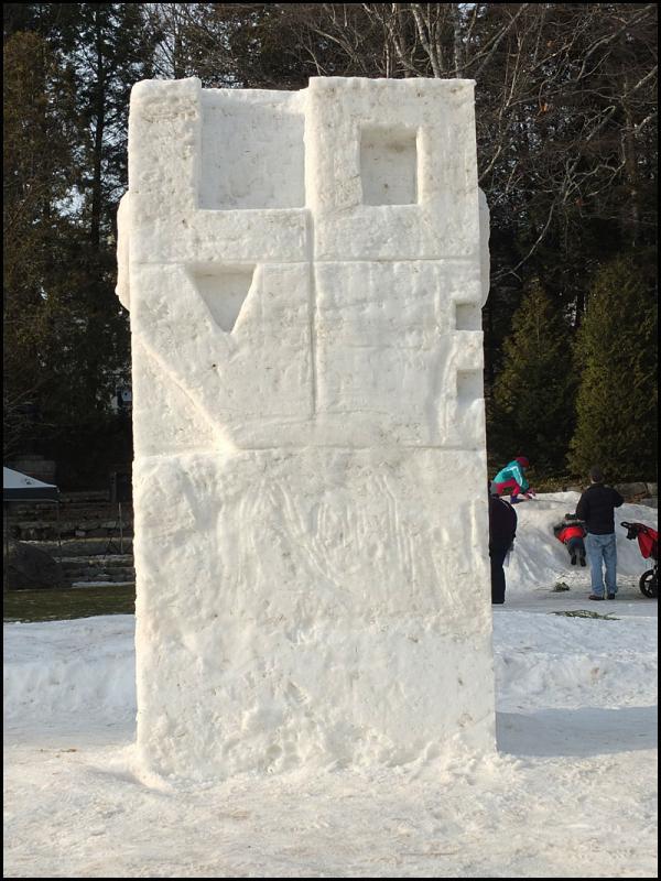 One of the five snow carvings, created Saturday during Winterfest. (Photo by Chris Wolf)