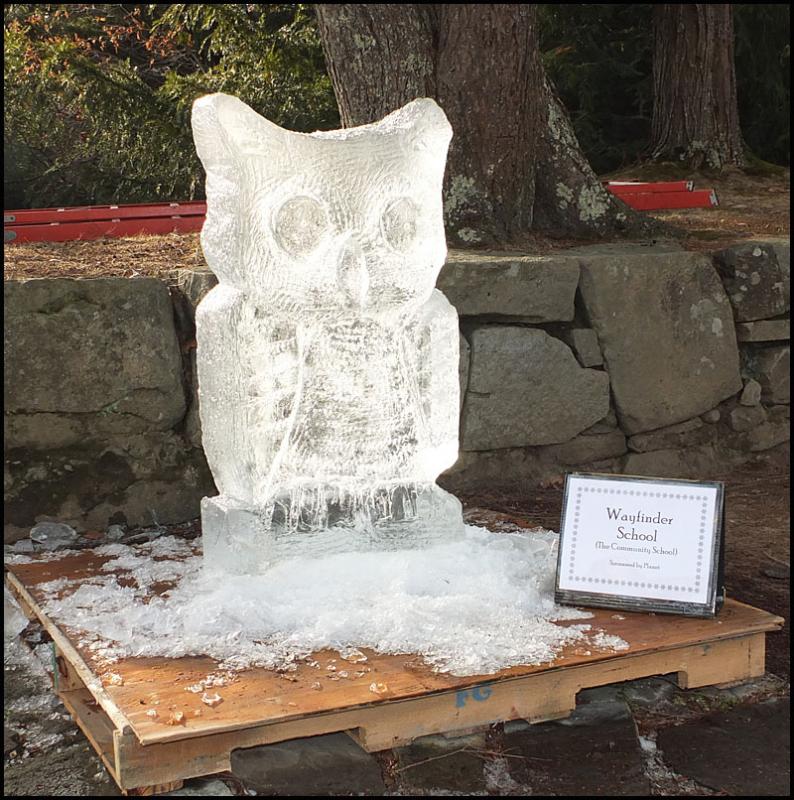 Wayfinder School’s ice carving. (Photo by Chris Wolf)
