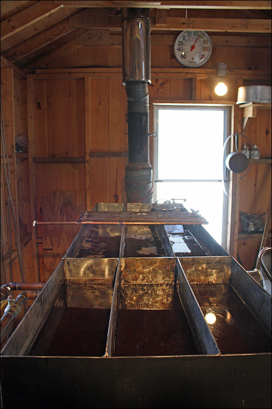 The sap in his extractor is the last bit of liquid he could pull out of his 300-gallon storage container, before the bulk froze solid. (Photo by Holly S. Edwards)