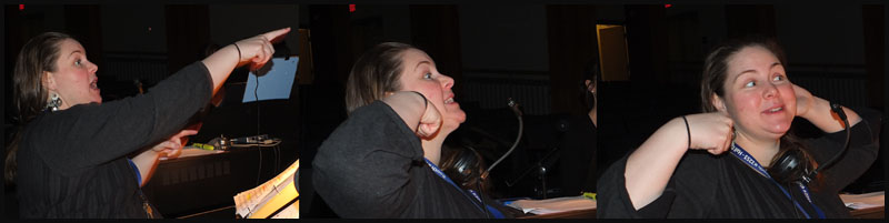Allysa Anderson uses nonverbal communication to direct her students on stage.