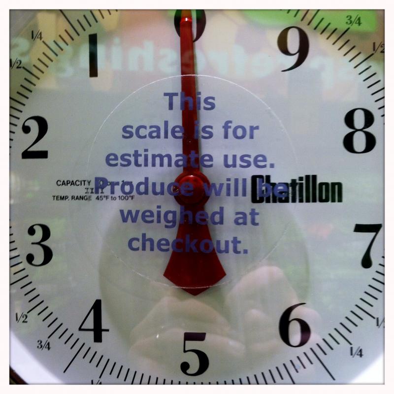 Some scales, including this one in the produce section of a supermarket, are not subject to inspection because they are for reference only, and not used to determine the final price. (Photo by Ethan Andrews)