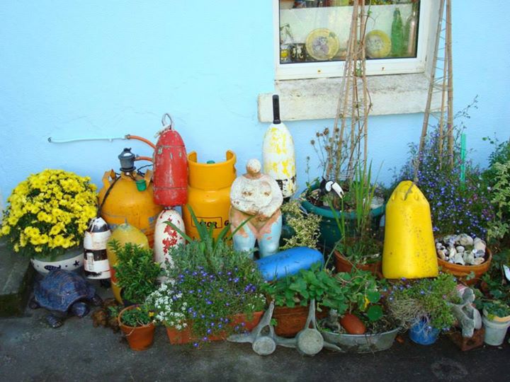Joseph Fournier’s blue buoy from off of Owls Head lay on the patio in County Kerry, Ireland, for two years before it was carefully packaged and sent home to his widow, Barbara. (Photo courtesy Rosemary Hill)