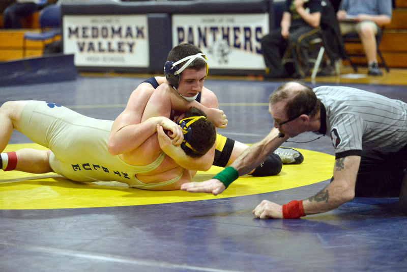 Medomak Valley’s Cyril Miller in action. (Photo by Ron Hawkes)