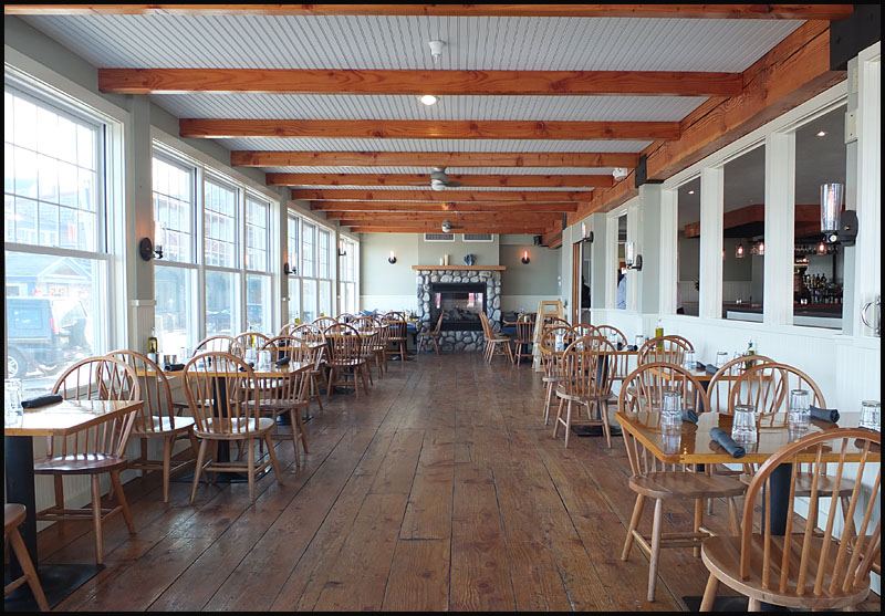 Lots of light and a more rustic feel in one dining area.