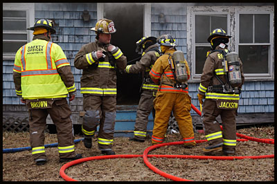 Earlier in the day Sunday during live fire training in Rockport at a residence on Route 90. (Courtesy of Mike Eugley)