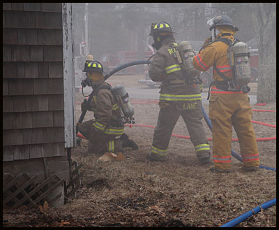Earlier in the day Sunday during live fire training in Rockport at a residence on Route 90. (Courtesy of Mike Eugley)