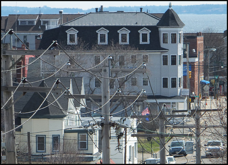 birdseye view of powerlines