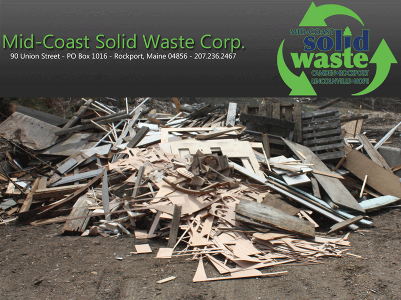 For the Mid-Coast Solid Waste Corp.’s demolition wood diversion program to work, people need to only place demolition wood on the pile. Not Blueboard or drywall, not plastic pipe, not iron or metal sheathing or by all means, not pressure treated wood. (Photo by Holly S. Edwards)