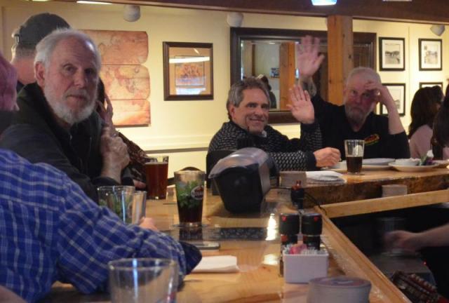 John Thurston, William Fitzcharles and Steve Hawkins at the bar’s soft opening weekend. (Photo by Lynda Clancy)