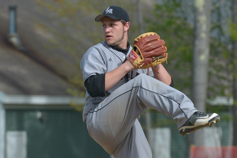 Lincoln Academy’s A.J. Oliver pitched a terrific game in the loss. (Photo by Ron Hawkes)