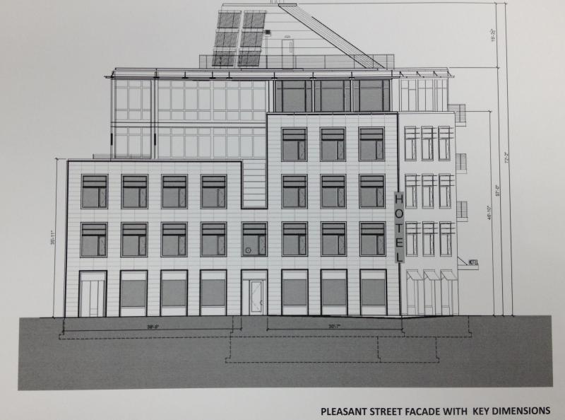 The proposed facade of 250 Main boutique hotel.