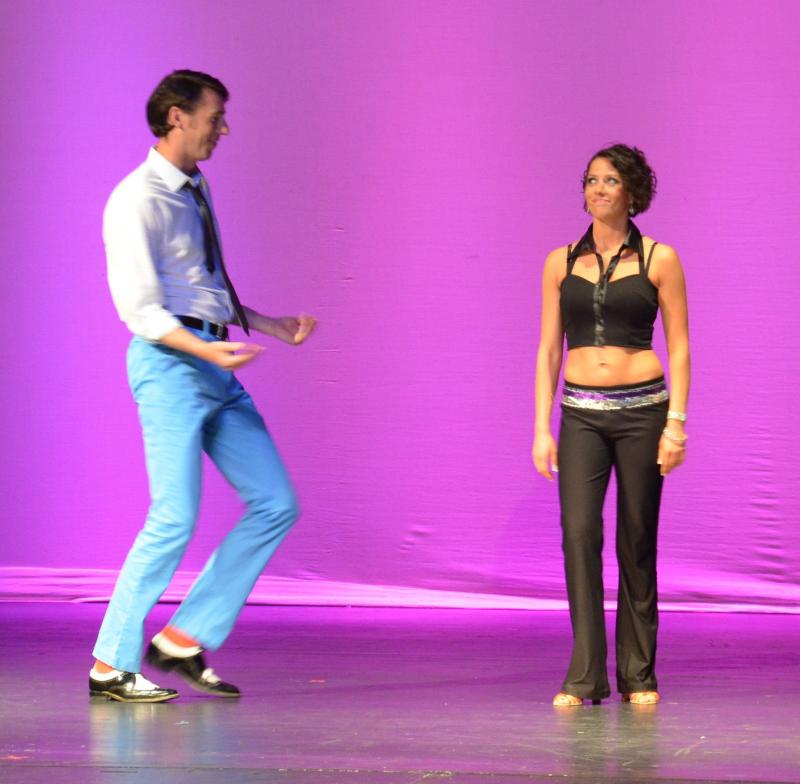 Colin Page and Jessica Libby in another number, doing the West Coast Swing. (Photo by Lynda Clancy)