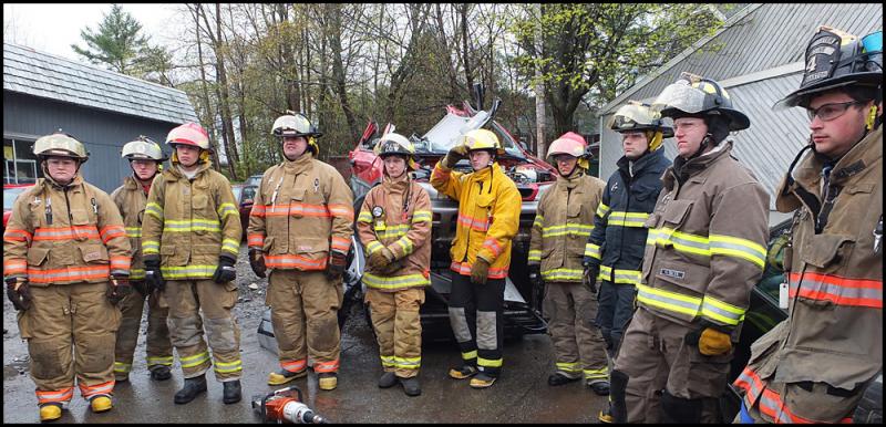 Members of the Thomaston, Hope, Waldoboro, St. George and Camden fire departments assembled at Camden Exxon Saturday morning. (Photos by Chris Wolf)