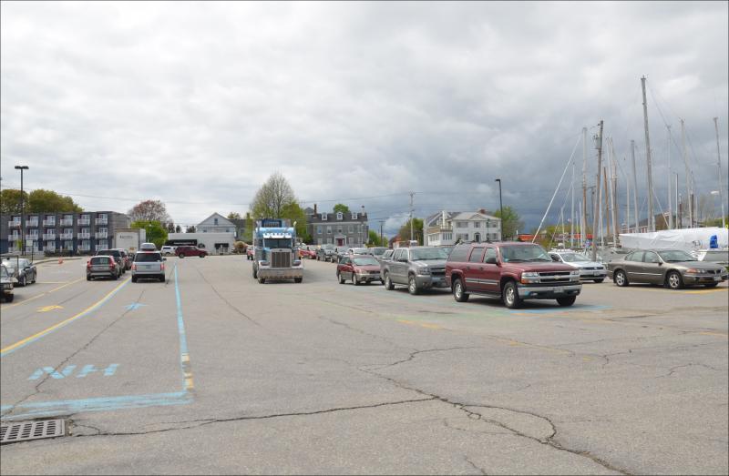 Cars and trucks line up at the Rockland Ferry Terminal for ferries to Vinalhaven and North Haven. (Photo by Lynda Clancy)