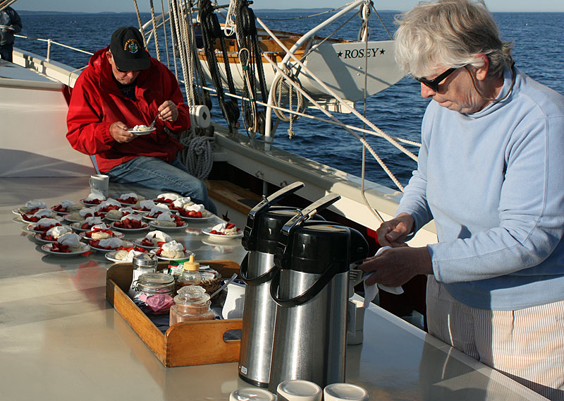 Dessert Monday evening was homemade strawberries and shortcake, with hand-whipped cream. (Photo by Holly S. Edwards)