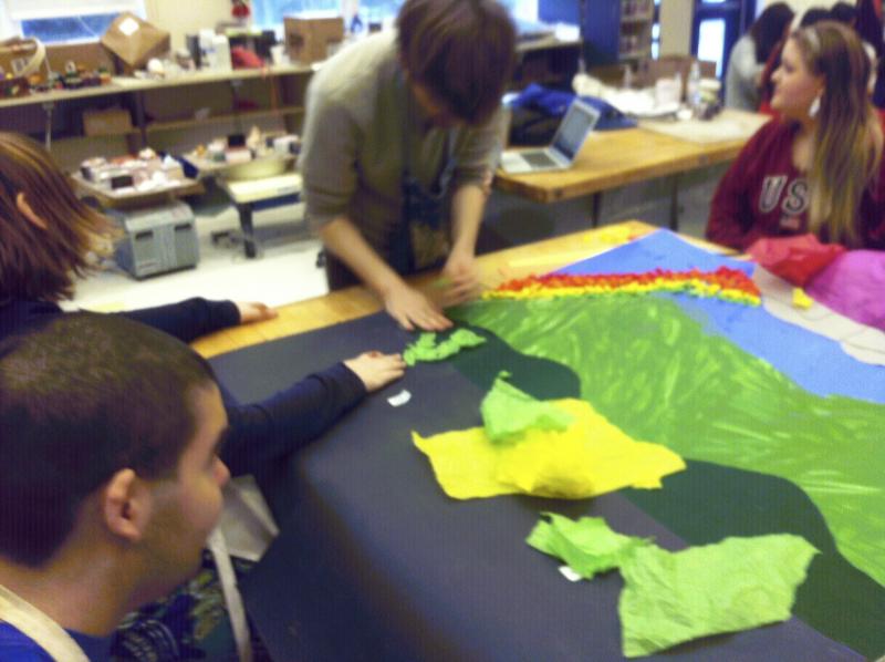 Making the rainbow with Garrett Robins, Wyatt Timchak and Katie Kunn. (Photo courtesy Russell Kahn)