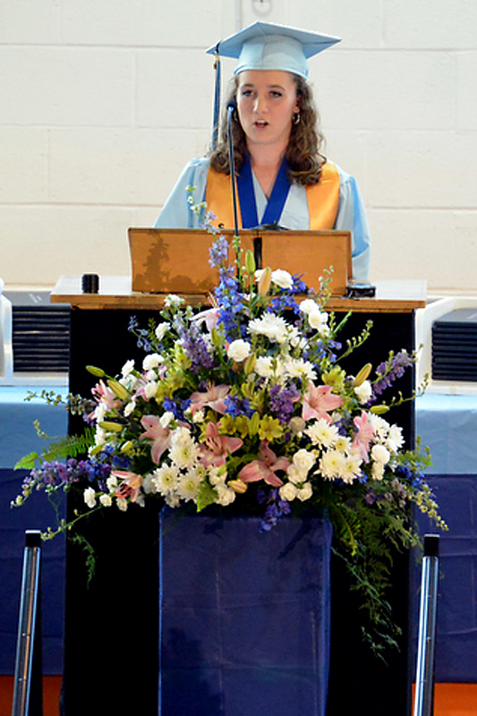 Oceanside senior Isabella Garver delivers the salutatory speech. (Photo by Ron Hawkes)