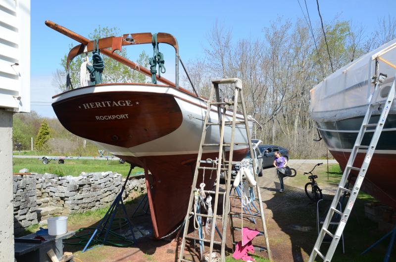 In April in Neal Parker’s driveway in Rockport, the Heritage is in mid-process of being overhauled and rehabbed. (Photo by Lynda Clancy)