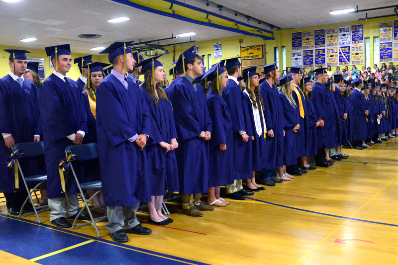 The Medomak Valley Class of 2014 is presented to the audience. (Photo by Ron Hawkes)
