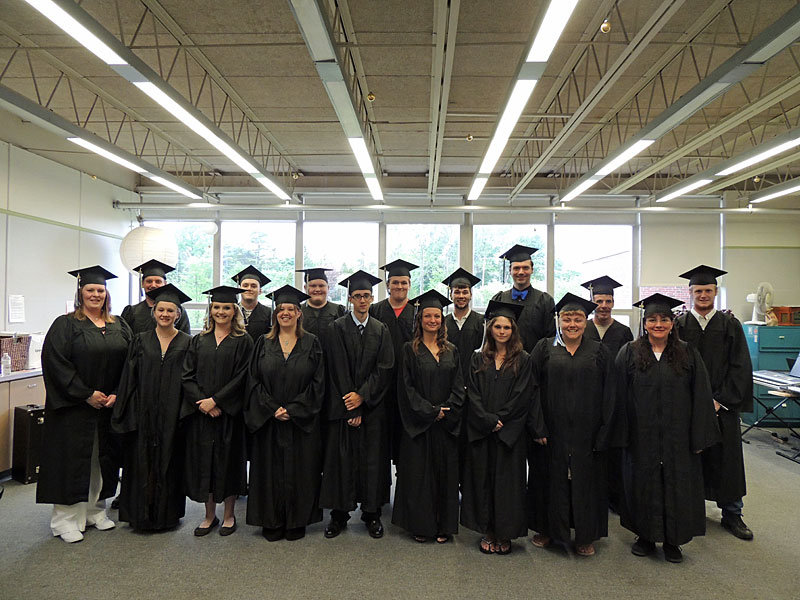Graduates attending RSU 13 Adult Education’s June 4 graduation ceremony included Madelyn Bark, Pamela Barr, Jonas Blumenthal, Brianna Bernardo, Brandon Carleton, Heather Dudley, Alicia Eagan, Braden Gamage, Robert McKay, Jason Merrill, Ceajay Nelson, Amy Phillips, Austin Ranquist, Caleb Schesser, Casey Thomas, Jason Willey and Kimberly Young.