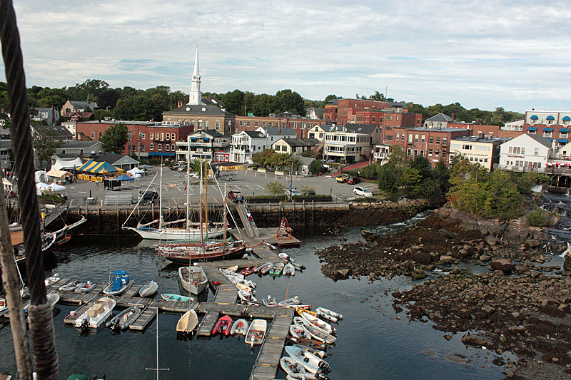 Camden’s public landing early Saturday morning, the second day of the 2014 Windjammer Festival. (Photo by Holly S. Edwards)
