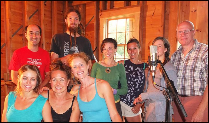 Sky Hunter members are foreground: Kristi Williamson, Kari Luehman and Shana Bloomstein. Back row left to right: Andre Lascoutx, Max McFarland, Christine de Michele, Carrie Headstrom, Amy Green andf Jeff Densmore.