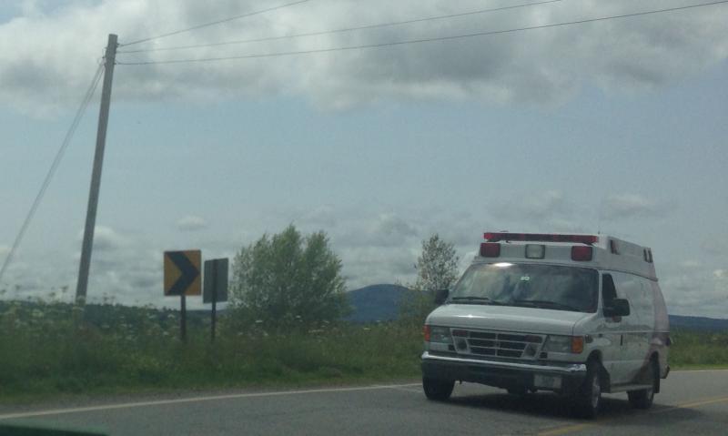 North East Mobile Health Services had its ambulances deployed regularly over the past several days. This one is transporting a woman to Waldo County General Hospital in Belfast.