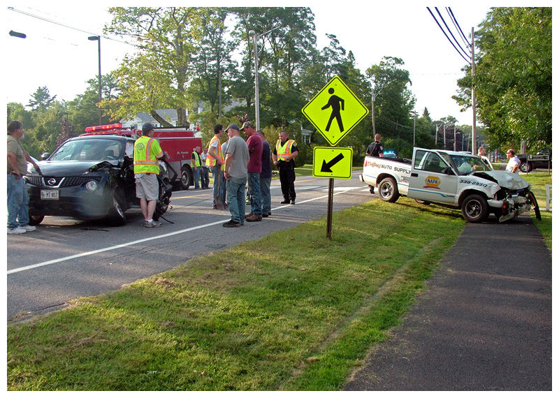 A view facing north on Northport Avenue at the site of a two-vehicle accident Wednesday afternoon. (Photo by Ethan Andrews)