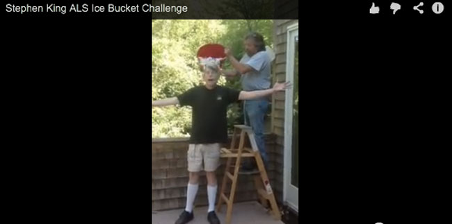 Stephen King accepting the challenge. (Screen shot courtesy Stephen King).