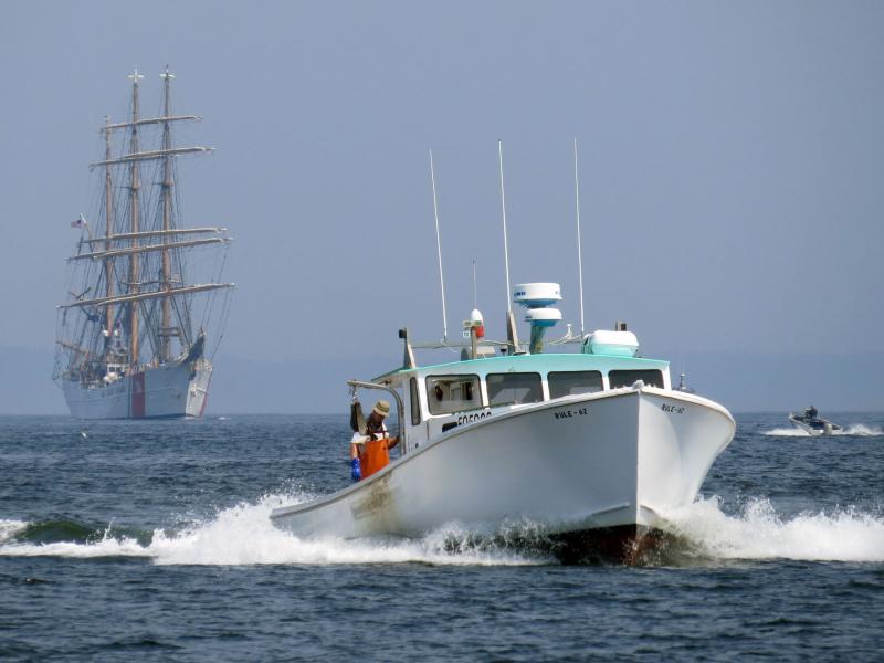The Eagle arrives in Rockland Harbor on Friday afternoon, Aug. 1. (Photo by Bob Trapani)