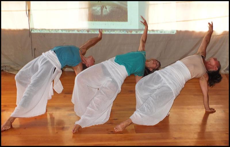 Kari Luehman, Kristi Williamson and Shana Bloomstein in a scene from one of Sky Hunters many poems and original music. (Photos by Chris Wolf)