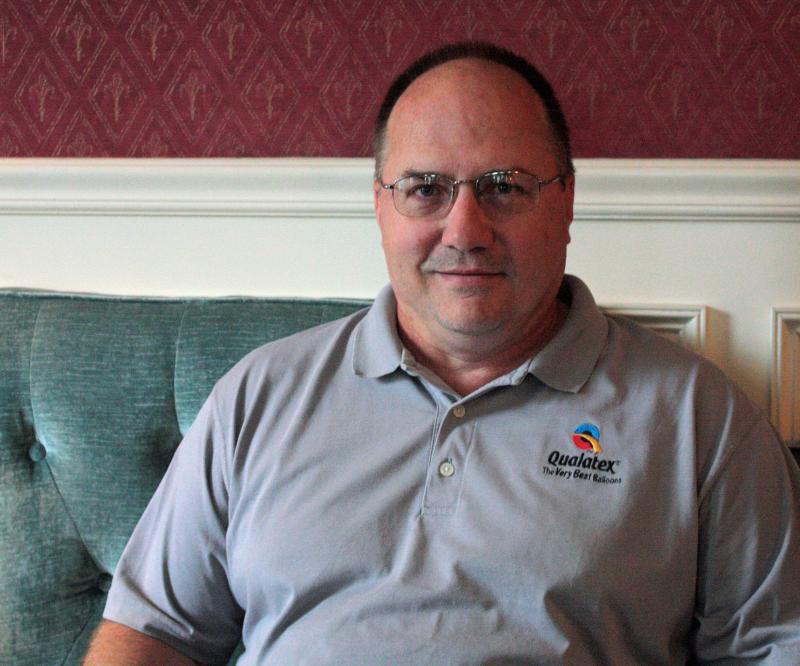 Joe Piasecki, a sales representative for Pioneer Balloon, inside the parlor of the Hartstone Inn in Camden. (Photo by Holly S. Edwards)