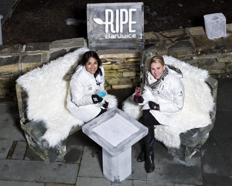 Enjoying one of the icy seating areas. (Photo courtesy Richard Barnett).