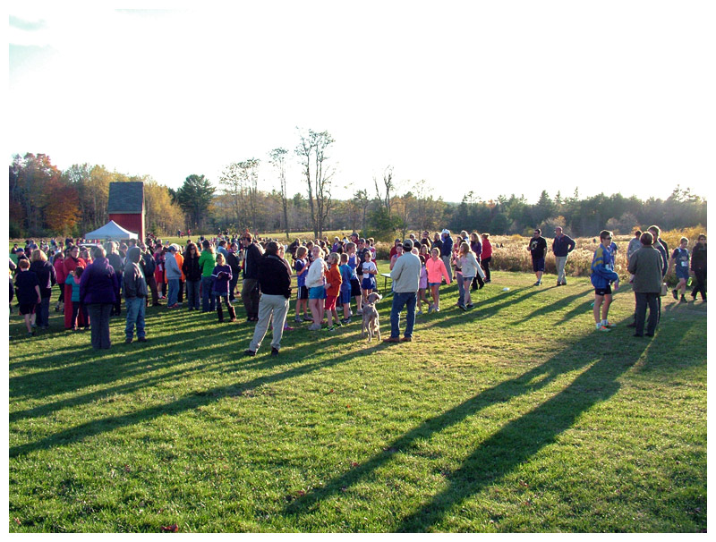 The scene outside Troy Howard Middle School in Belfast during the Busline League middle school cross-country championships, Oct. 20. (Photo by Ethan Andrews)