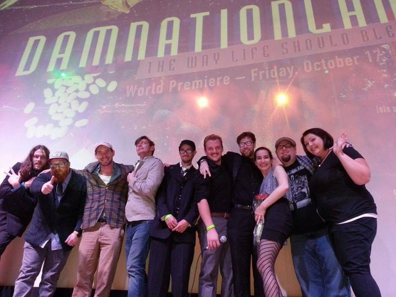 Damnation producers and filmakers at the State Theatre in Portland earlier this month. (Photo courtesy Damnationland)