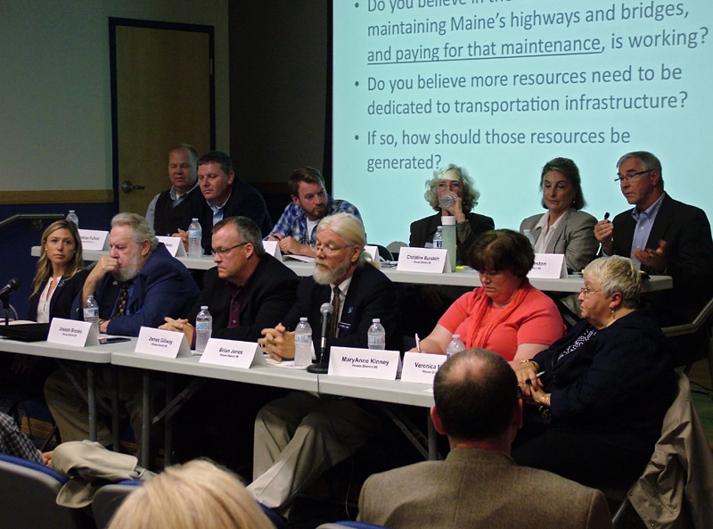 Candidates for Waldo County state legislative offices at a forum at the University of Maine Hutchinson Center in Belfast, Oct. 16. (Photo by Ethan Andrews)