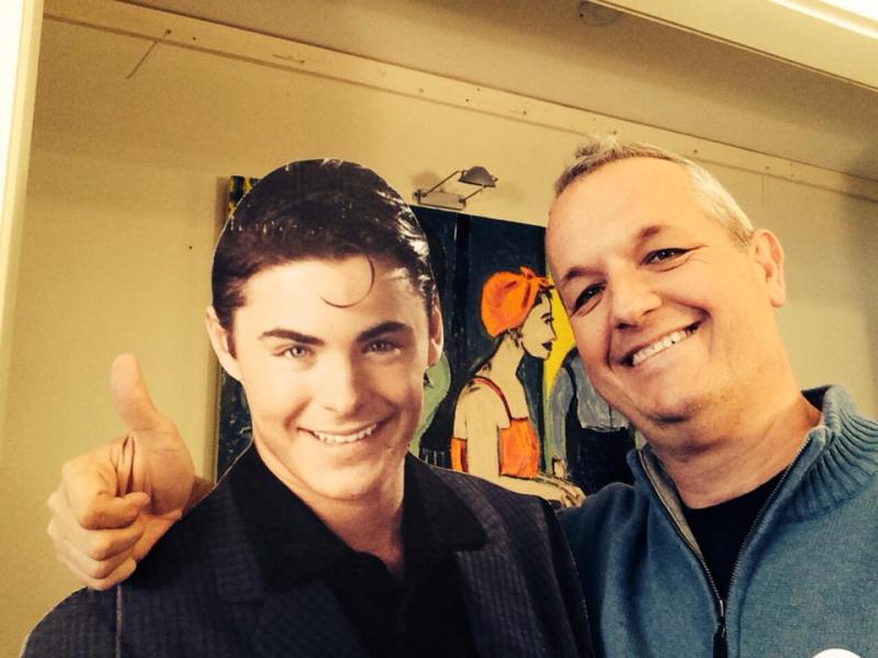 Chase Hall stands with his cut-out cardboard pal, Zac Efron. (Photo courtesy Patina’s Facebook page)