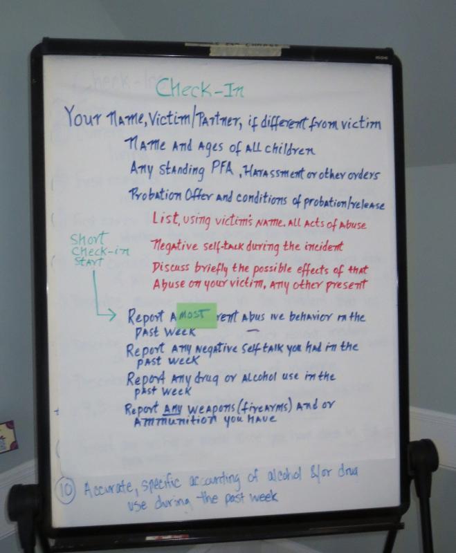 The check-in used at the start of every Time for Change session. (photo by Erica Thoms)