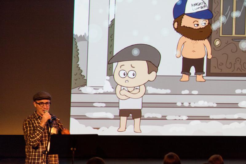 Atom O’Chang, with his wife Hani, were presenters at the evening’s PechaKucha event, also sponsored by Midcoast Magnet. (Photo courtesy Mark Dawson)