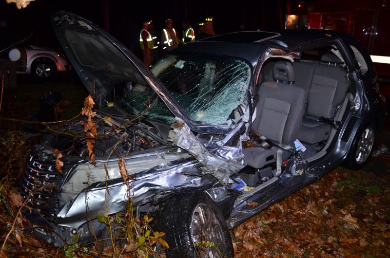 The firefighters pulled the doors off the Pacer, and the hood of the car. (Photo by Lynda Clancy)