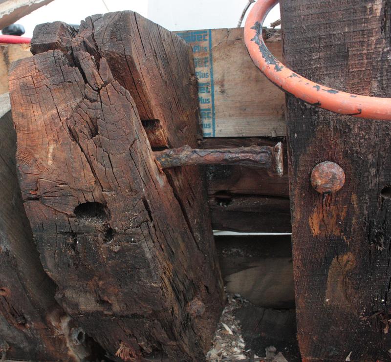 It’s quite possible these rusty spikes and fasteners date back nearly 90 years. (Photo by Holly S. Edwards)