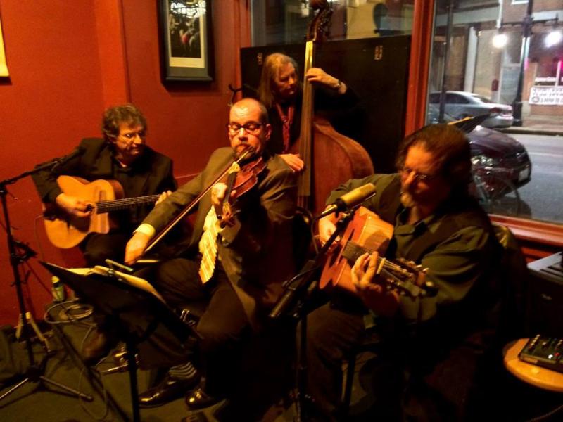 Mes Amis, a gypsy jazz band is playing at The Highlands Coffee House Sunday from 1-3 p.m.
