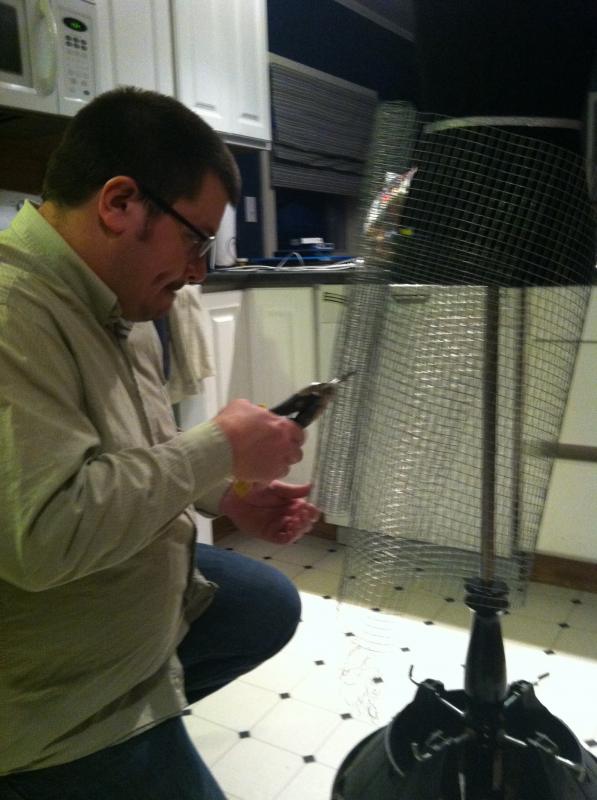 Mandie’s husband, Ben, had to cut the chicken wire because she is left handed. (Photo by Mandie Goody Sawyer)