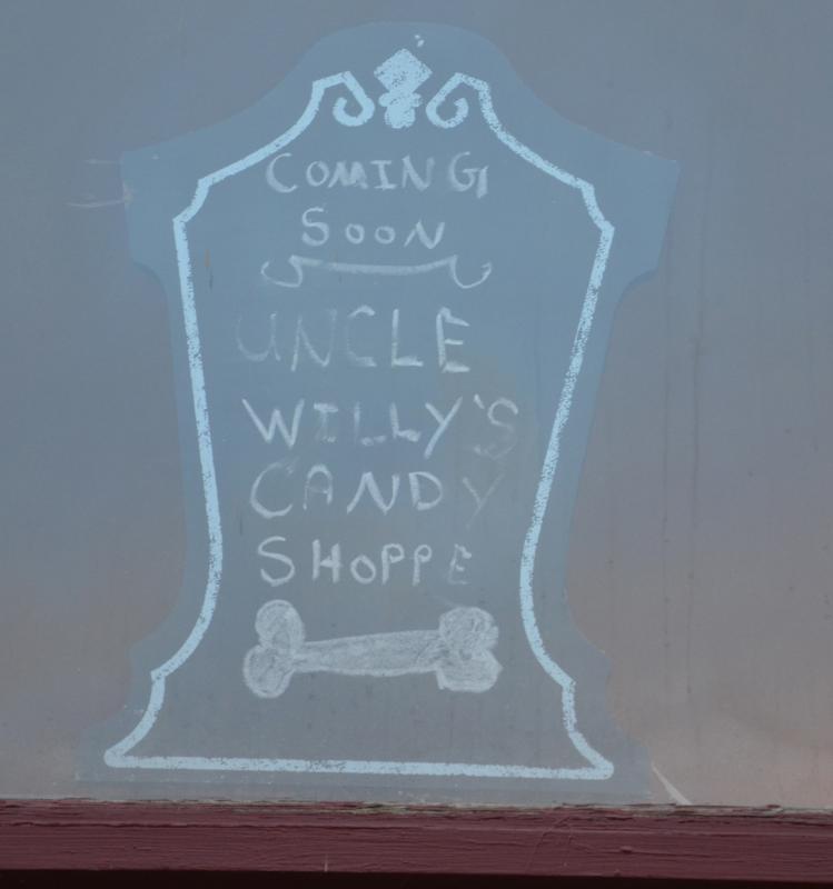 A creative sign in the window, before the real ones go up.
