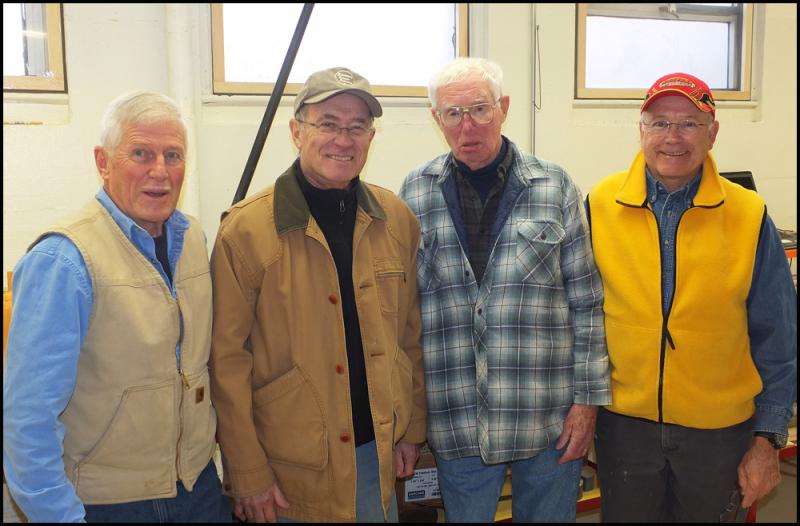 The ‘cut team’ at Window Dressers are, from left, Dick Cadwgan (Rockport), Dick Tomeo (South Thomaston), Dick Eichacker (Rockport) and Karl Kehler (Rockport). (Photos by Chris Wolf)