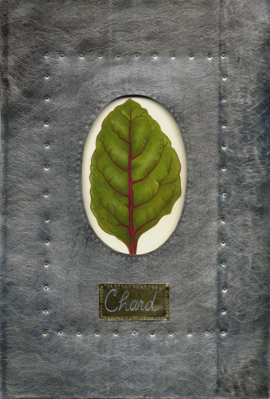 Willy Reddick, ‘Chard,’ acrylic on paper, tin, brass rivets, 2013, 5.5 inches by 8 inches.