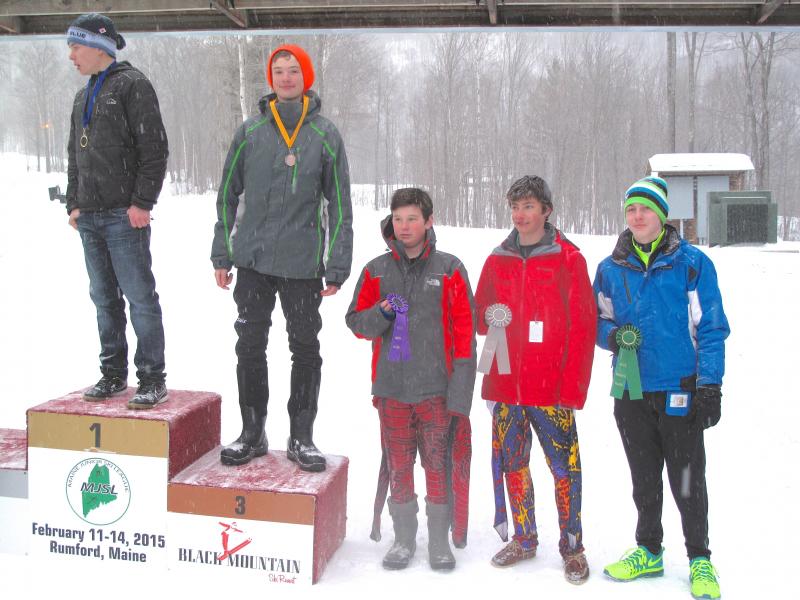 Among the boys slalom finalists at the state championships were Michael Frampton (third), Caellen Roberts (sixth) and Cedar Andrus (10th). (Courtesy Lori Traikos)