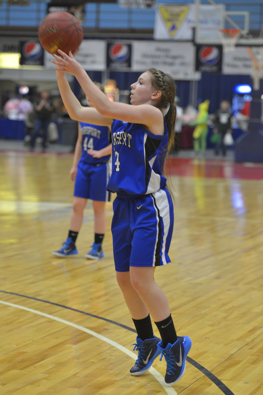 Searsport’s Karigen Coffin takes a shot during Friday’s game against Rangeley. (Photo by Ron Hawkes)